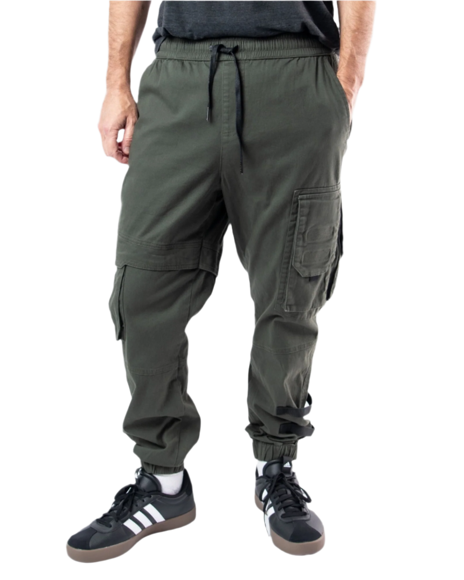 【NONCODE】Rings Strap Jogger Pants RYB1426_GRUNGE_OLIVE_FRONT.png