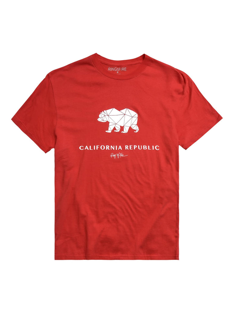 Front view of the Men’s Geometric Bear Graphic Tee in red by Ring of Fire