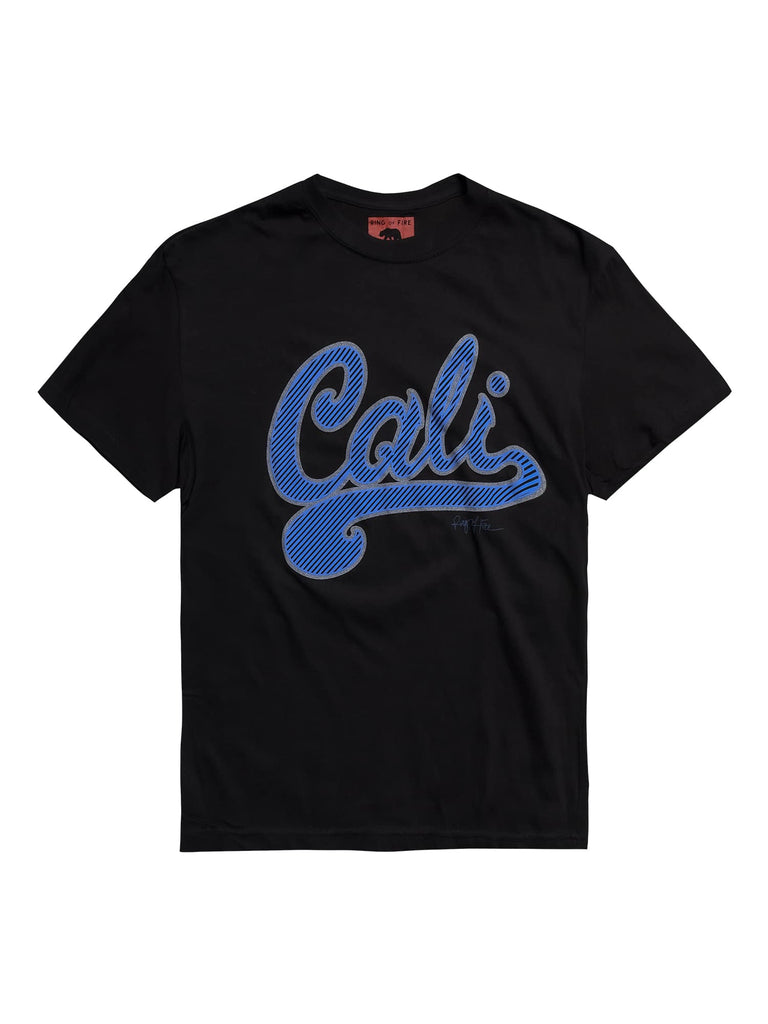 Front view of the black Men’s Cali Superdry Graphic Tee by Ring of Fire Clothing