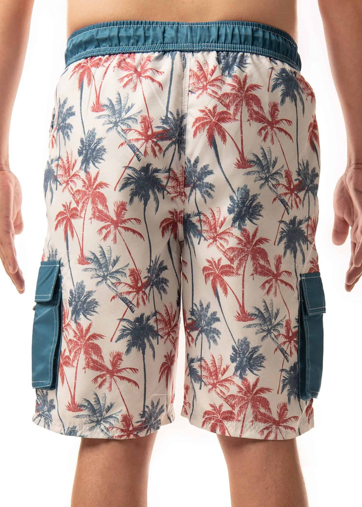 Back view of the model in the Men’s Palm Splash Board Shorts, emphasizing the comfort and style