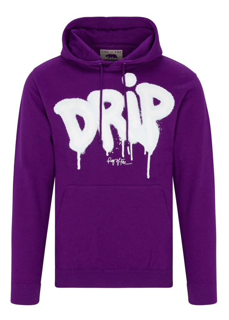 Front view of Men’s Drip 3D Hoodie by Ring of Fire Clothing in Purple