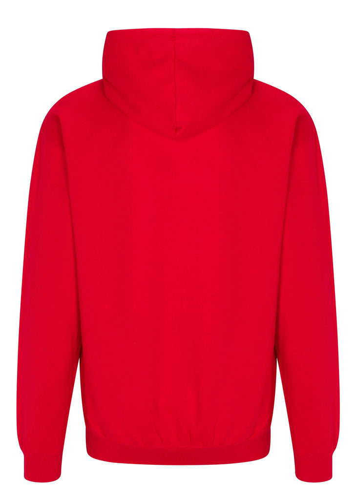 Back view of Men’s Anime Punch Hoodie in Red by Ring of Fire Clothing