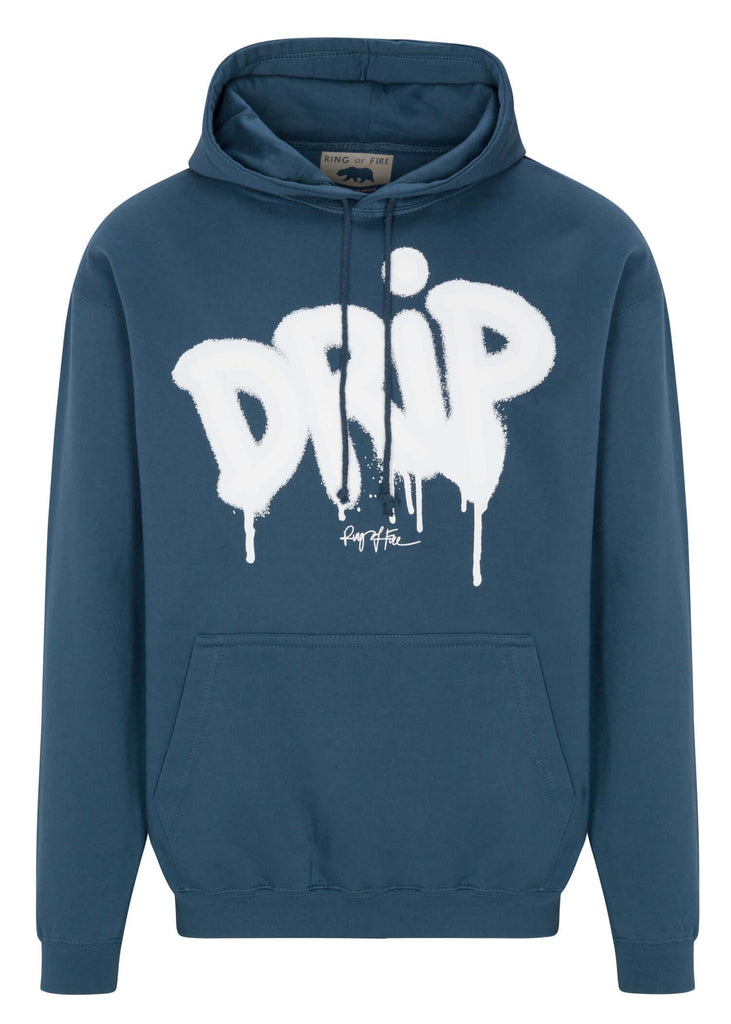 Front view of Men’s Drip 3D Hoodie by Ring of Fire Clothing in Turquoise