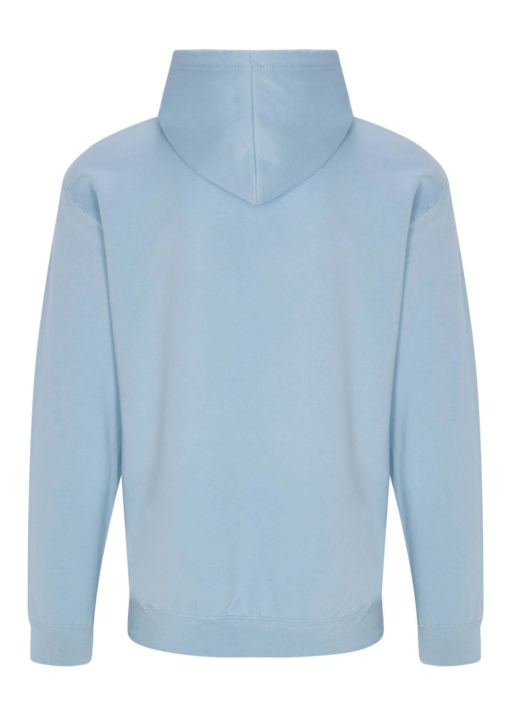 Back view of Men’s Anime Punch Hoodie in Light Blue by Ring of Fire Clothing