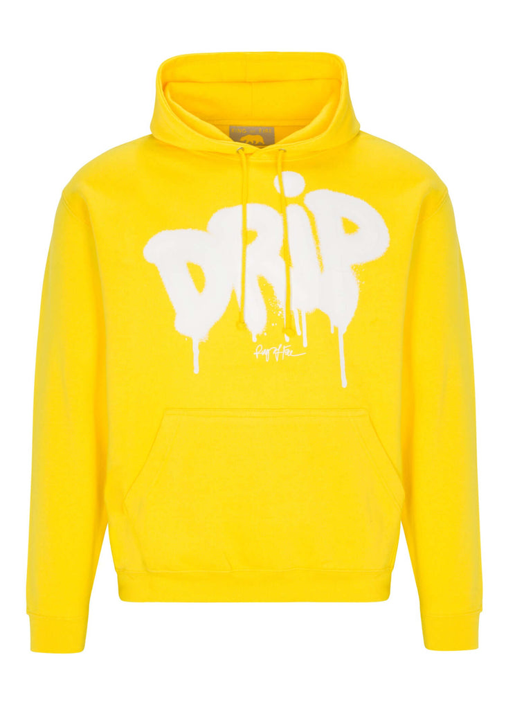 Front view of Men’s Drip 3D Hoodie by Ring of Fire Clothing in Yellow