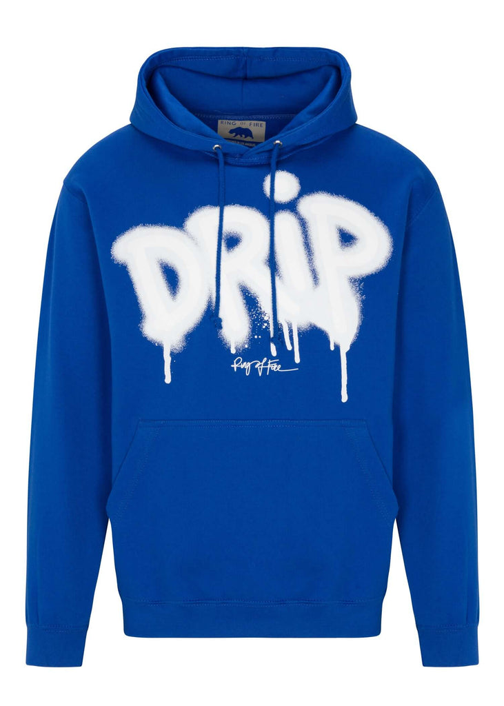 Front view of Men’s Drip 3D Hoodie by Ring of Fire Clothing in Royal Blue