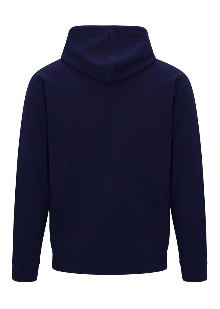 Back view of Ring of Fire’s Men’s Rising Sun Hoodie in Navy color