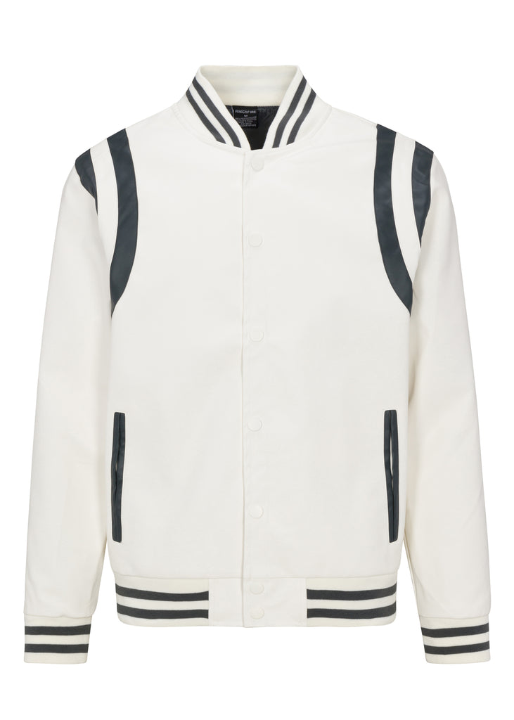 Mens justice PU jacket in off white 