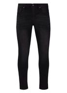 Mens zip up button closure twiggy five pockets skinny fit jeans in carbon black