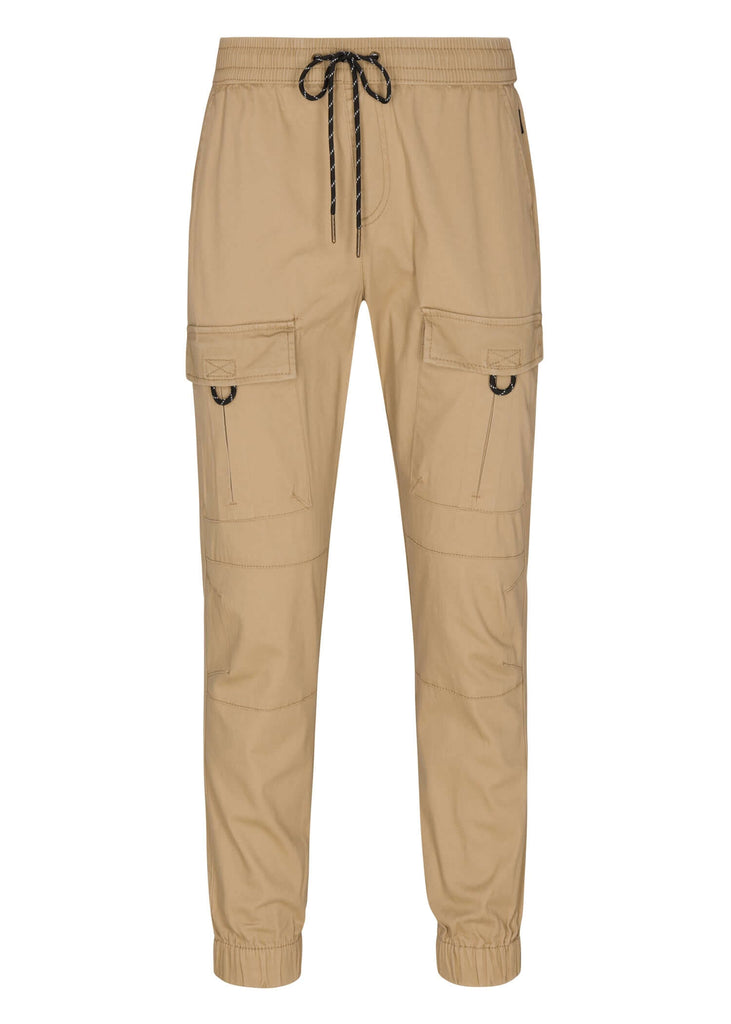 Front view of Ring of Fire’s Men’s Barnabas Cargo Joggers in Khaki