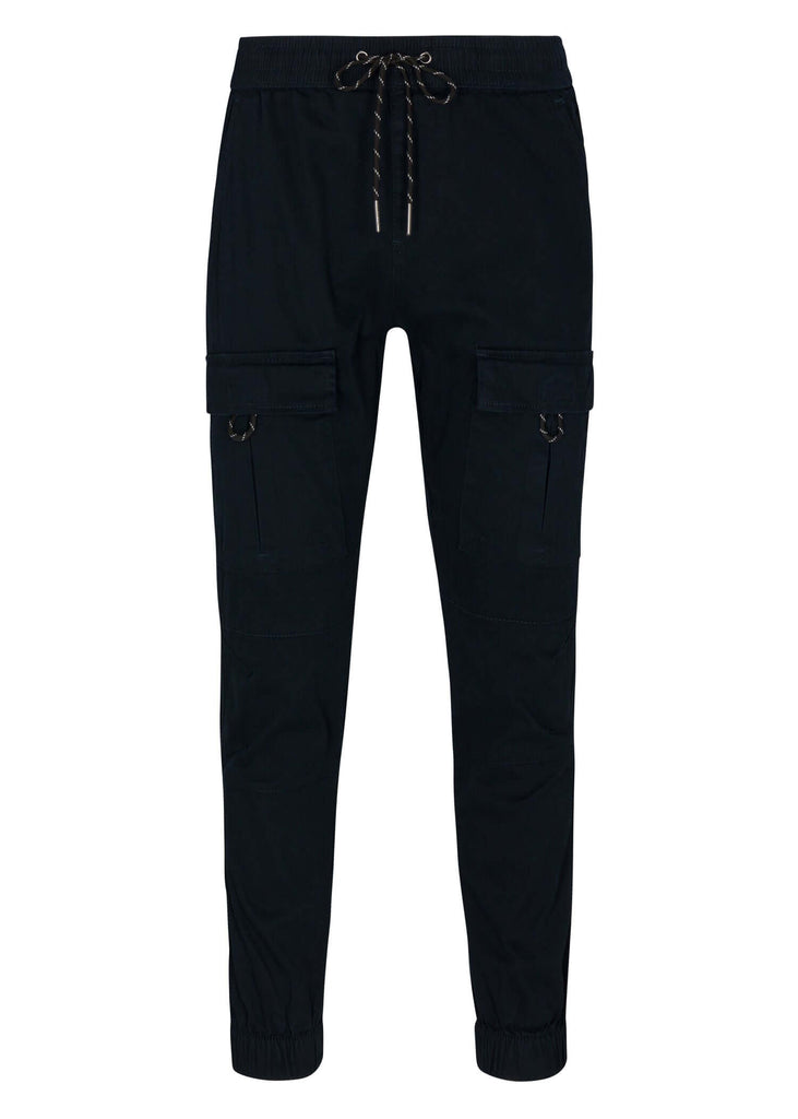 Front view of Ring of Fire’s Men’s Barnabas Cargo Joggers in Navy