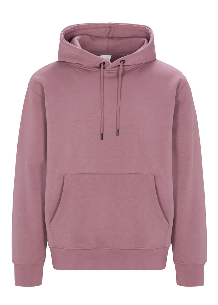 Mens drawstring kangaroo front pocket premium September hoodie in elderberry