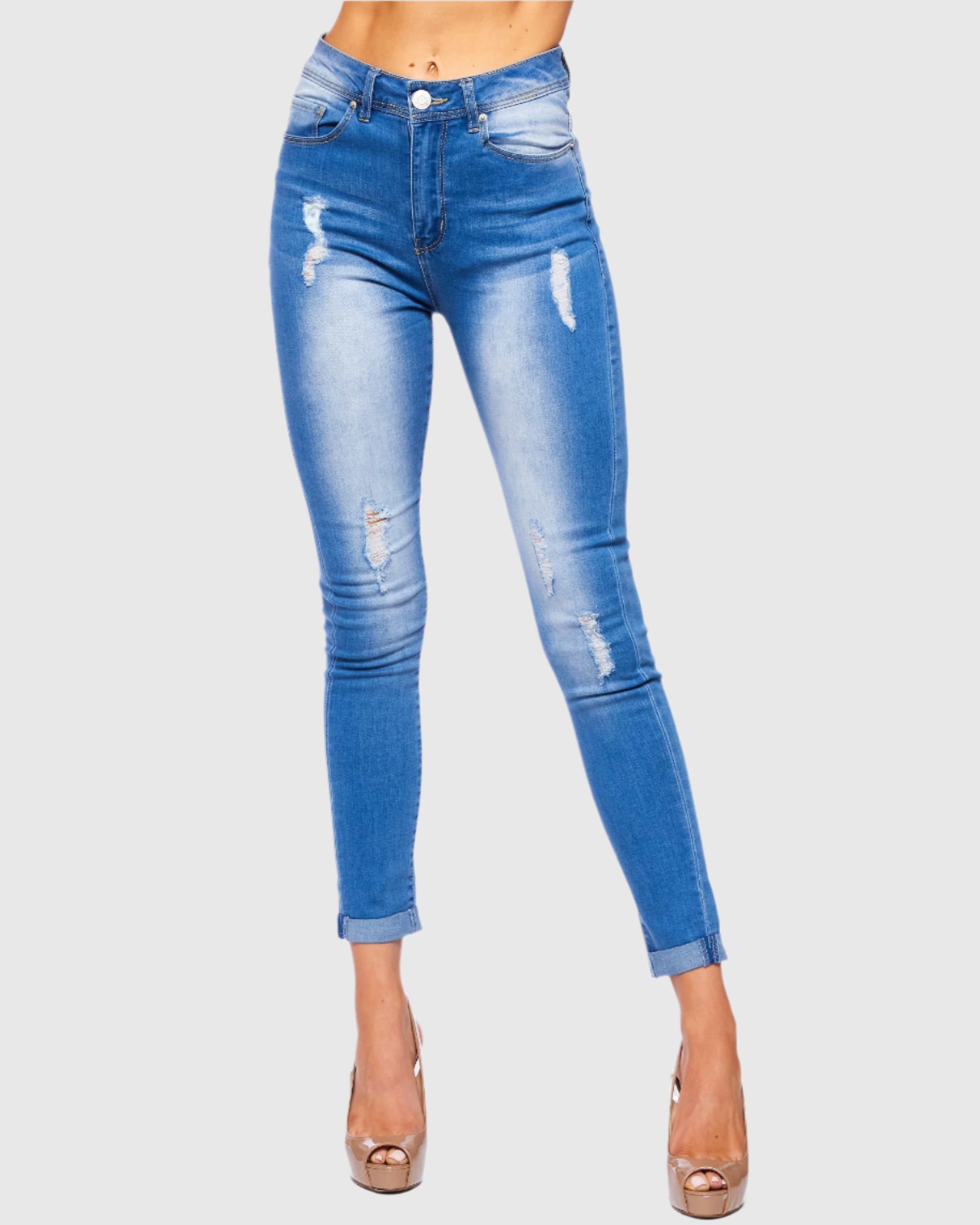Women Sandy high rise skinny jeans in Cobalt