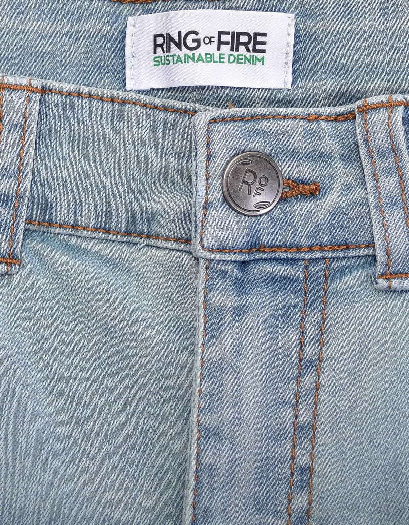 boy's recycled fabric sustainable slim jeans in Skylar fly zip with button closure 