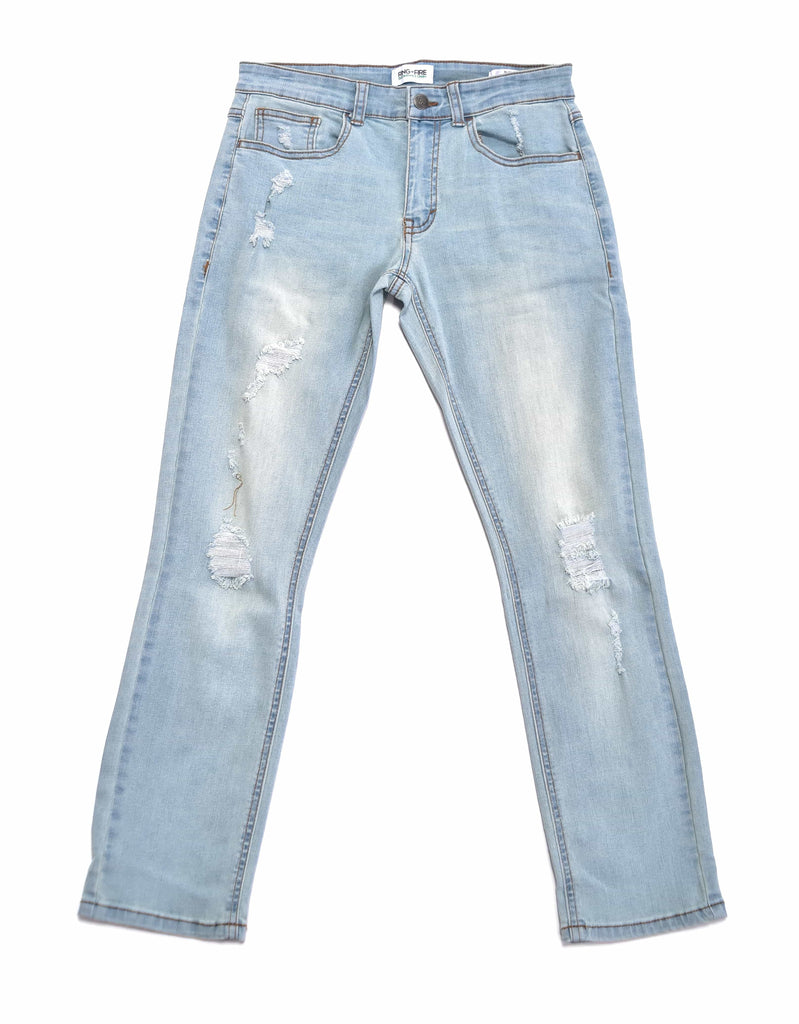 boy's recycled fabric sustainable slim jeans in Skylar
