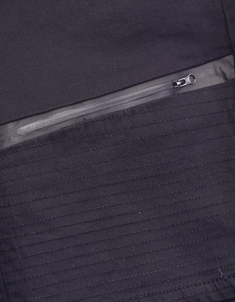 Boy's leftout twill moto shorts in black heat seal pocket with zipper