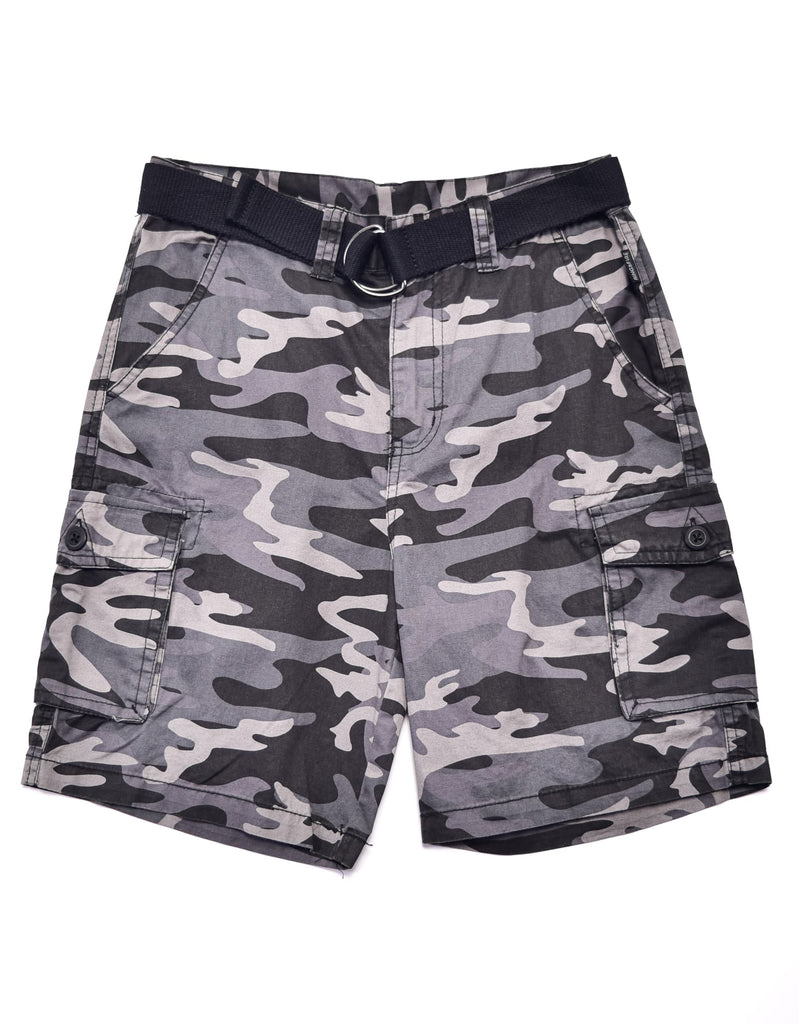 Boy's belted bobby shorts in black camo