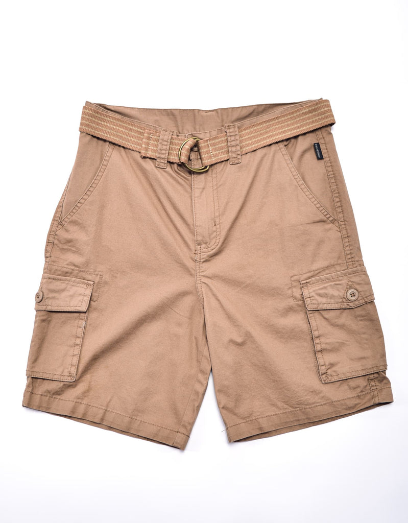 Boy's belted bobby shorts in Dull Gold