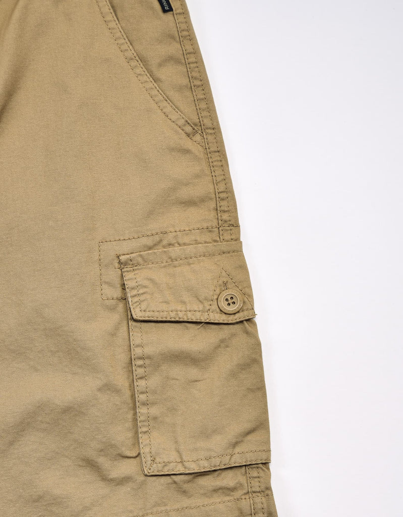 Boy's belted bobby shorts in Khaki cargo side pocket 