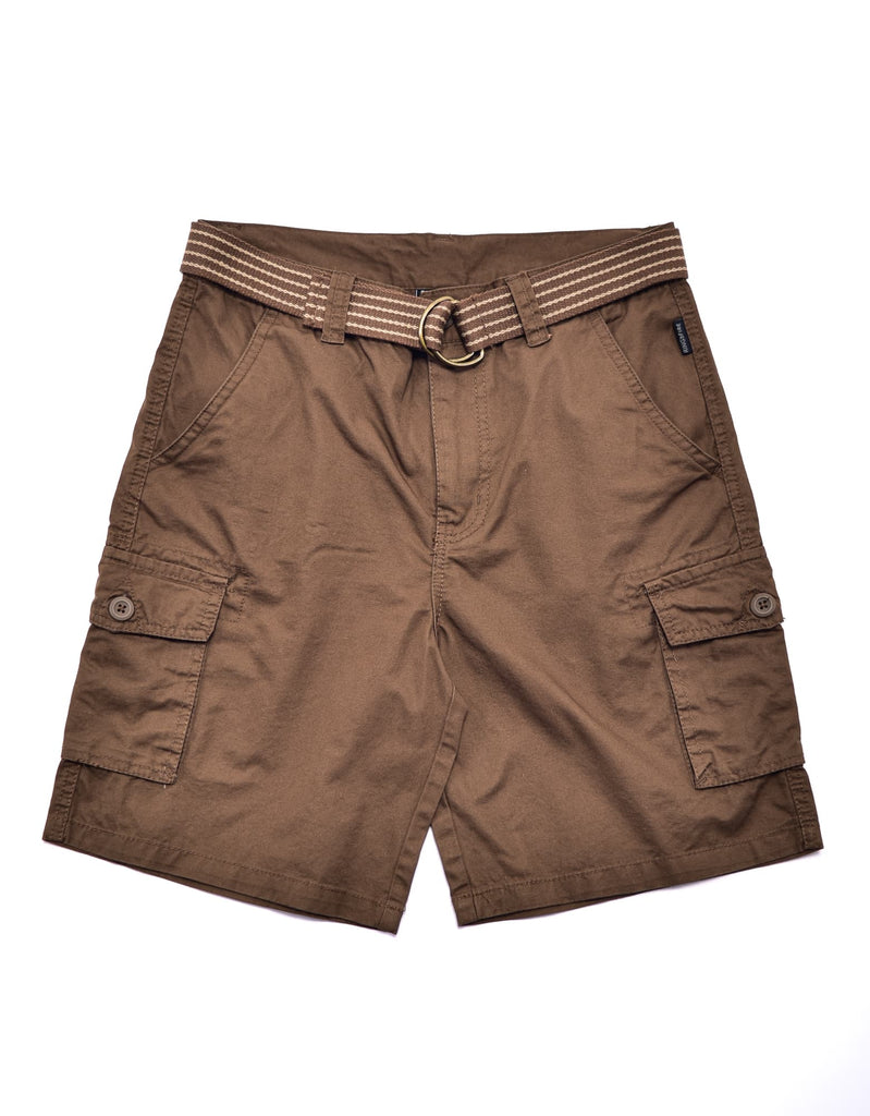 Boy's belted bobby shorts in Light Brown