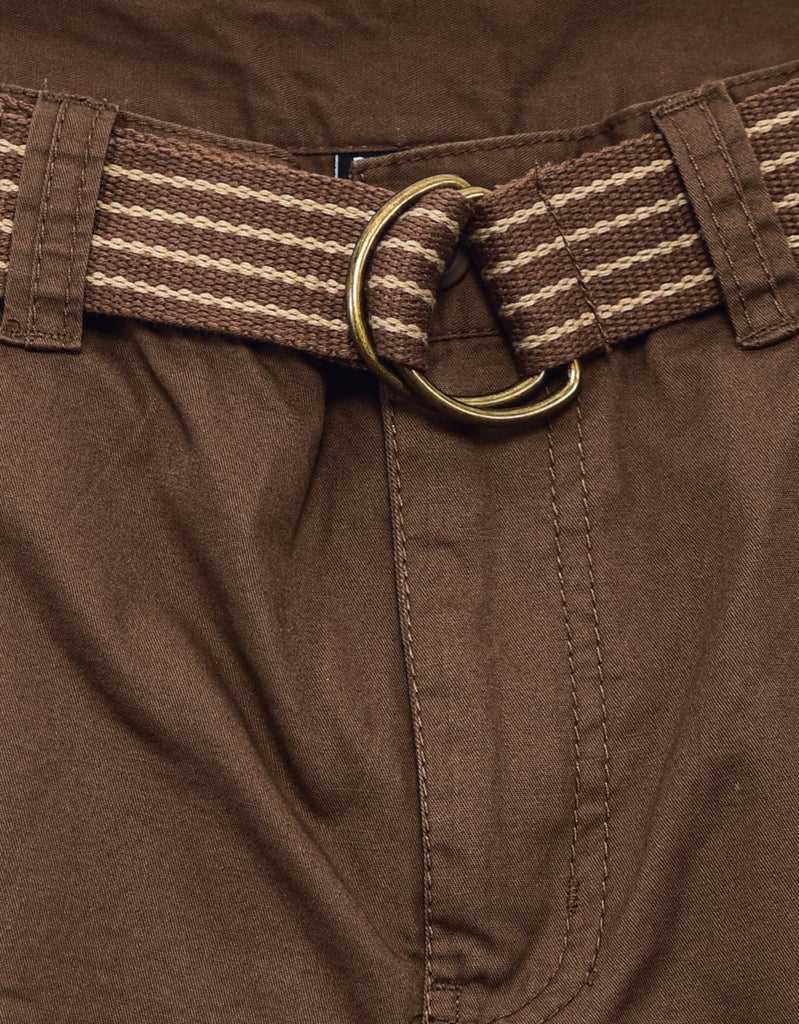 Boy's belted bobby shorts in Light Brown D-ring belt