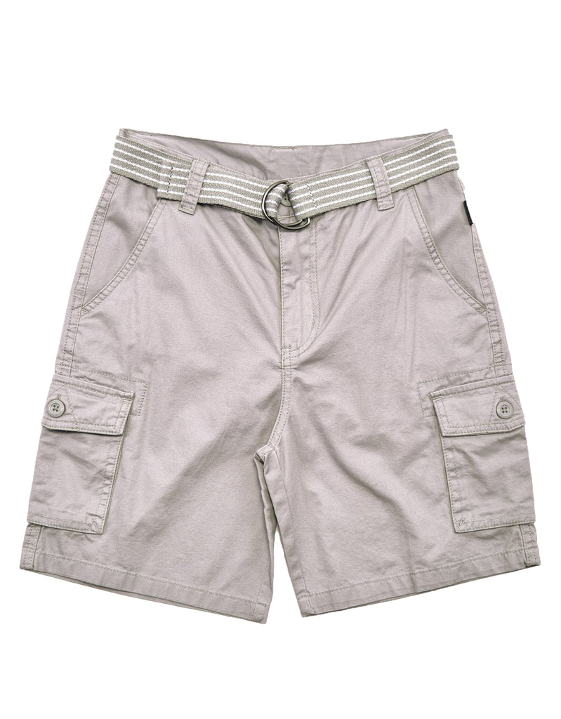 Boy's belted bobby shorts in Light Gray