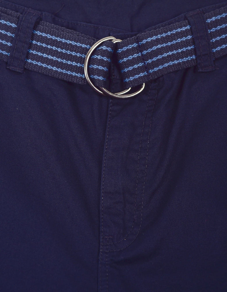 Boy's belted bobby shorts in Navy D-ring belt