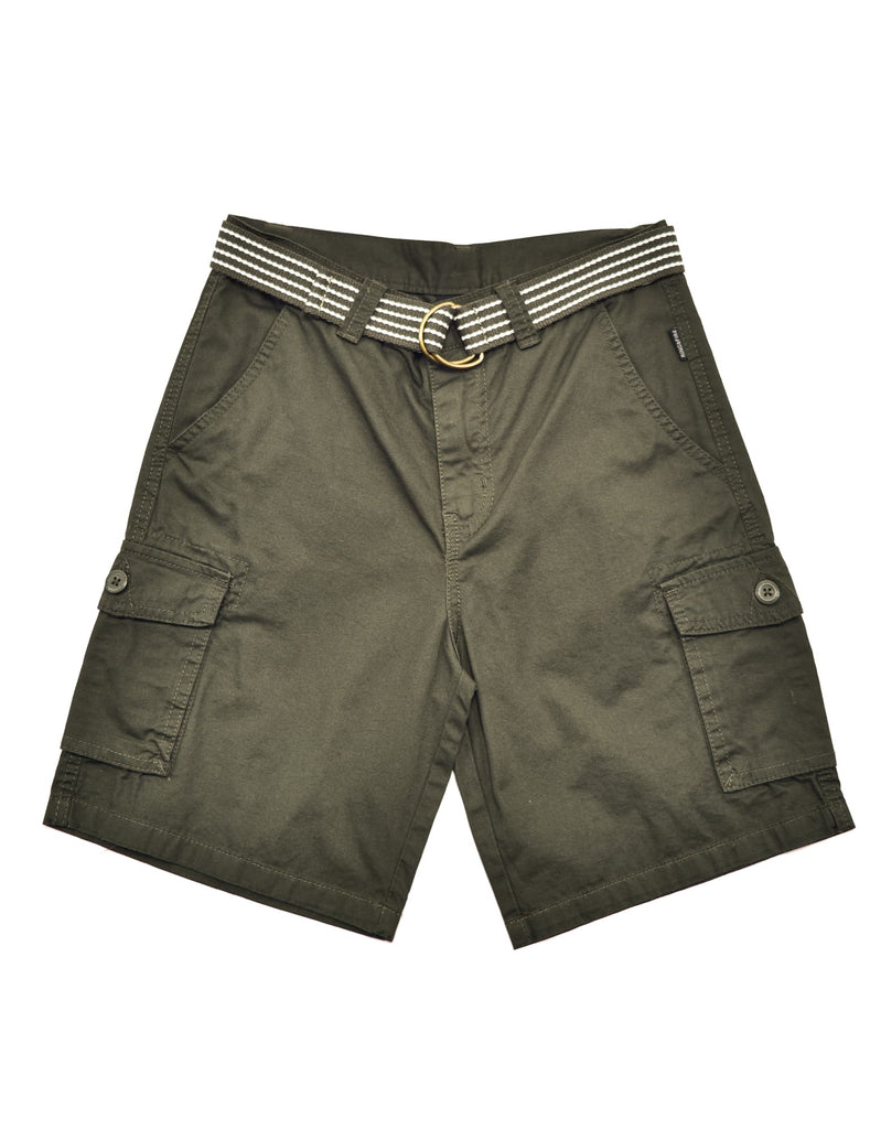 Boy's belted bobby shorts in Olive