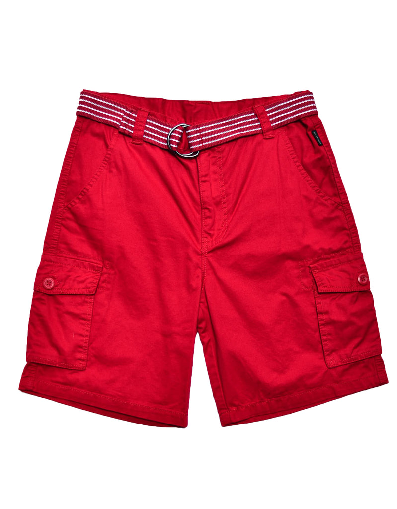 Boy's belted bobby shorts in Red