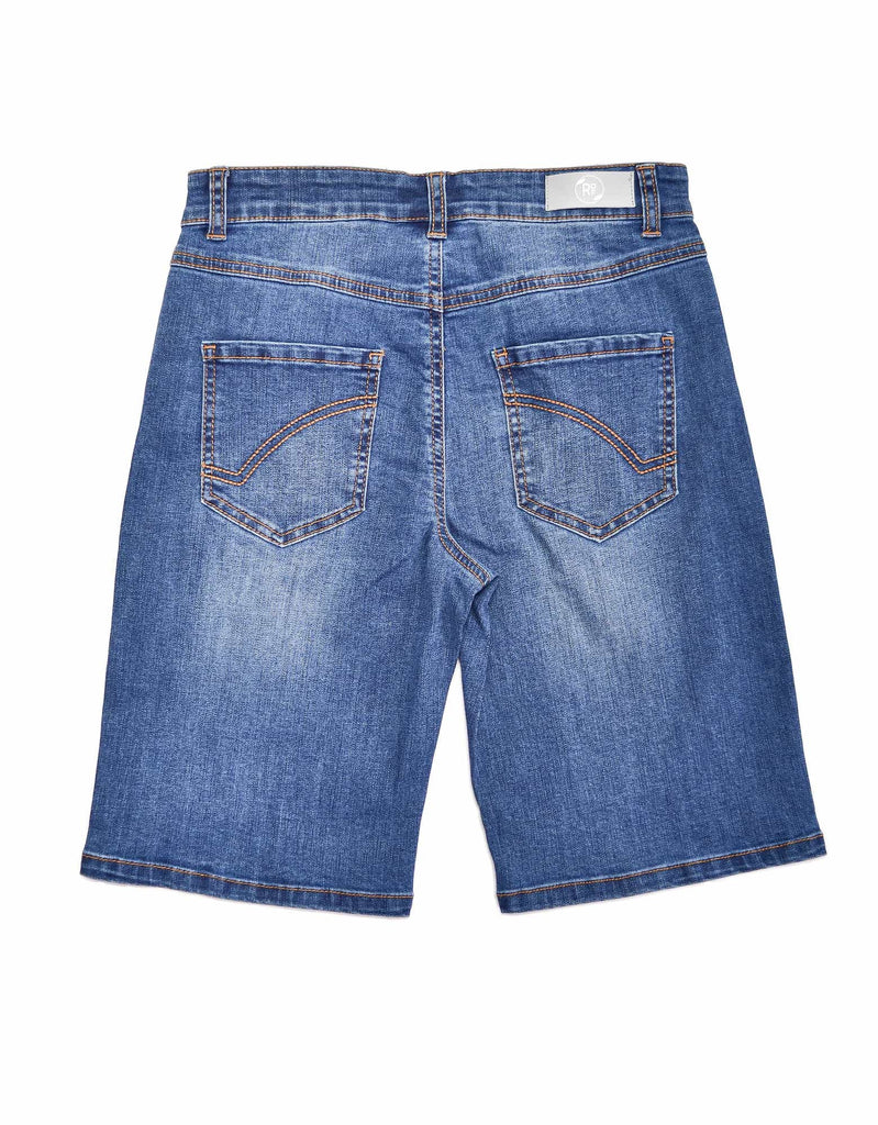 Boy's recycled fabric slim denim shorts in Crumble back pockets
