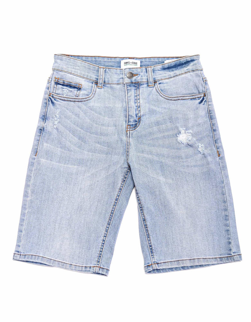 Boy's recycled fabric slim denim shorts in Mineral