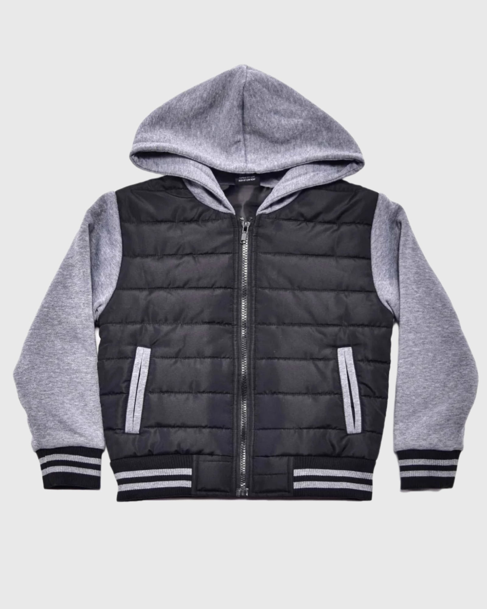 Boy's camden zip up hoodie in Black Medium Heather Gray
