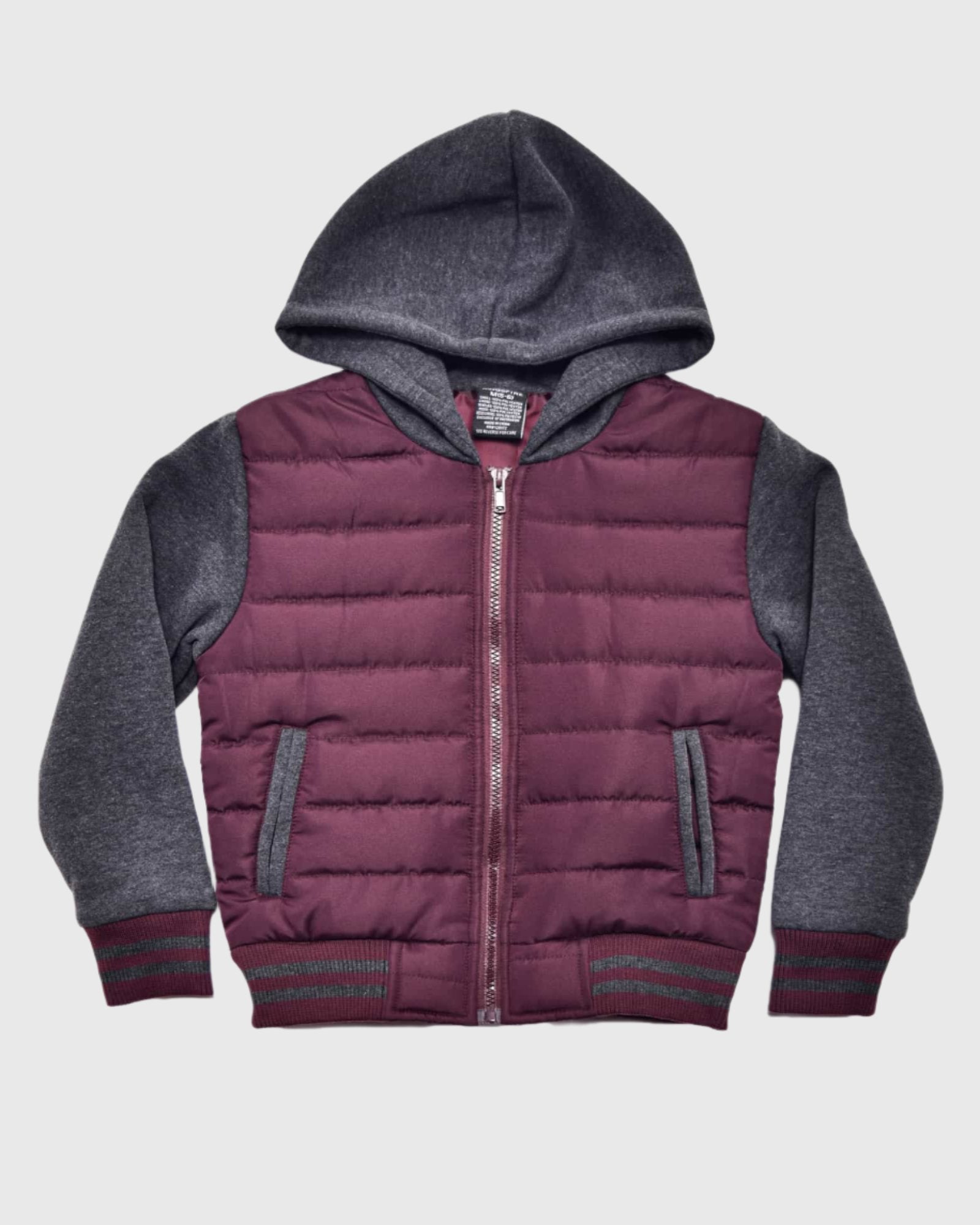 Boy's camden zip up hoodie in Burgundy Charcoal