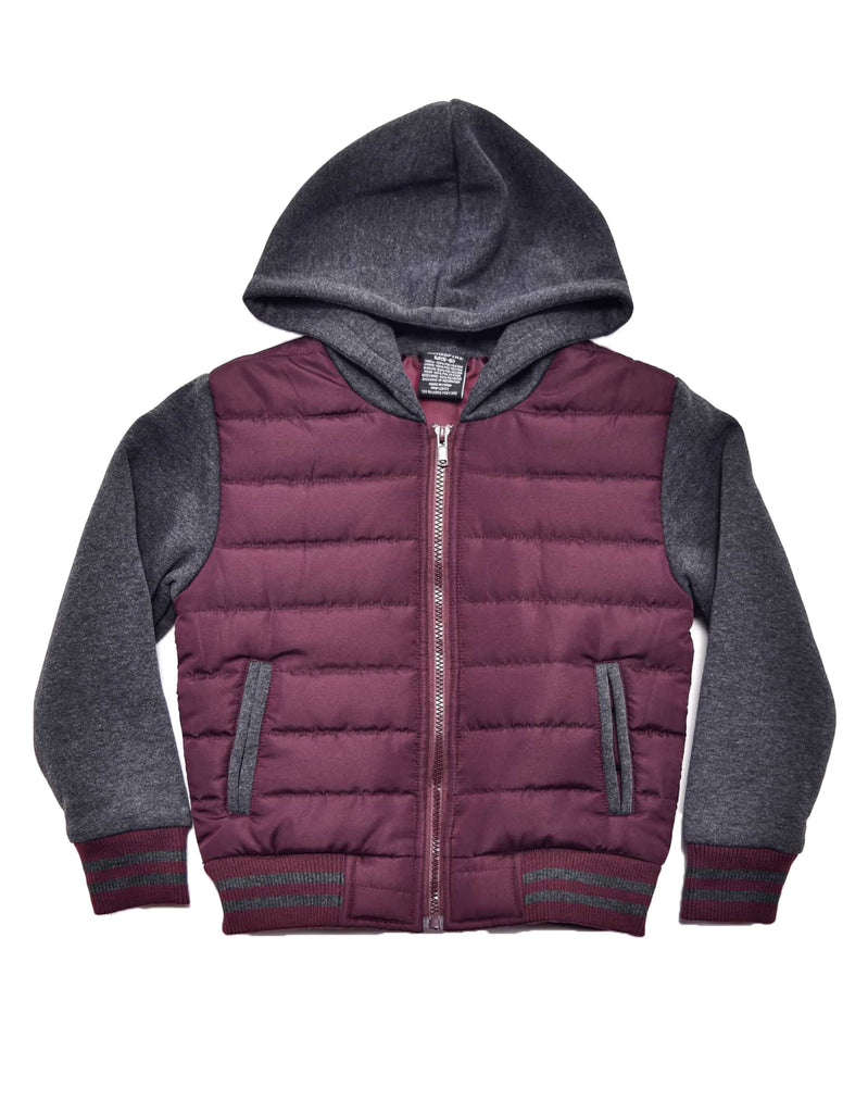 Boy's camden zip up hoodie in Burgundy Charcoal