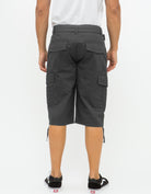 Mens Delano messenger cargo shorts in Charcoal back pockets 