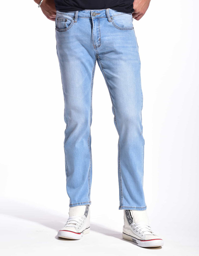 Mens edge button closure slim jeans in Smoke Blue