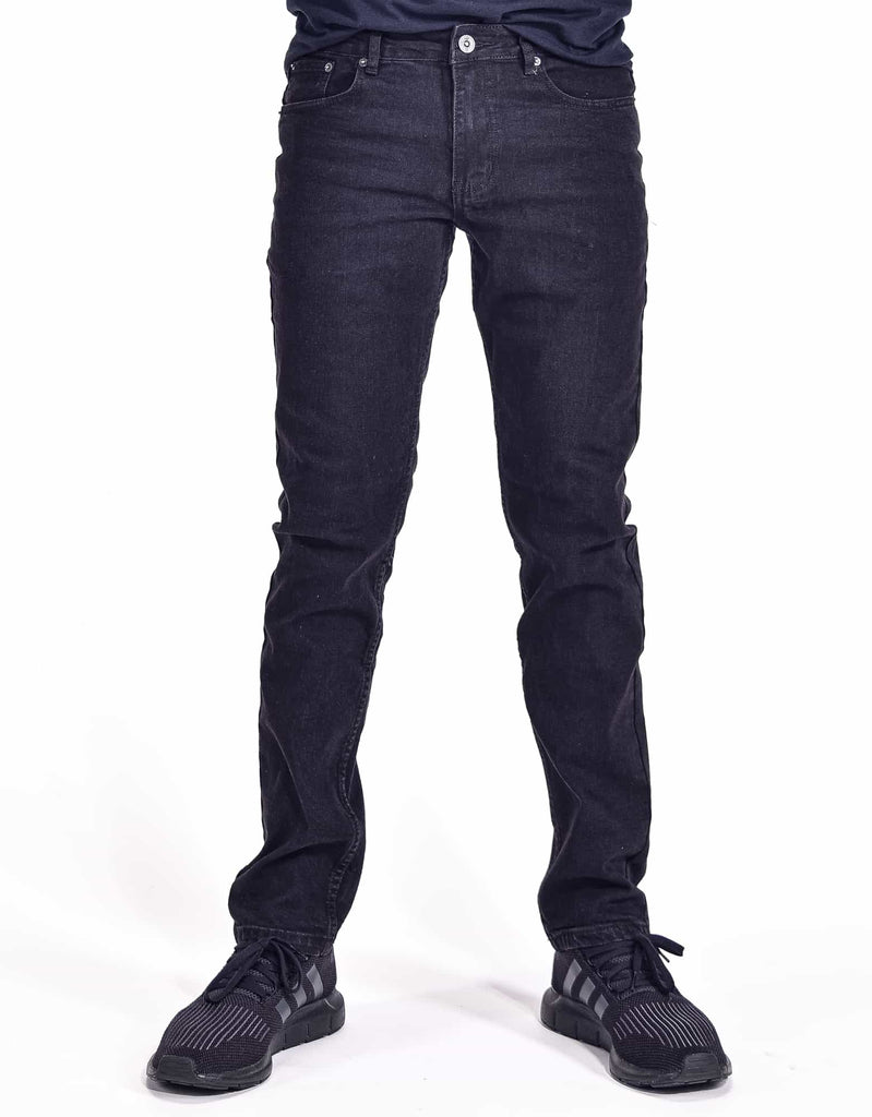 Mens zip up button closure twiggy five pockets skinny fit jeans in Black Paradise