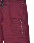 Boys's moto zipper jogger in Burgundy side-entry zippered pocket 