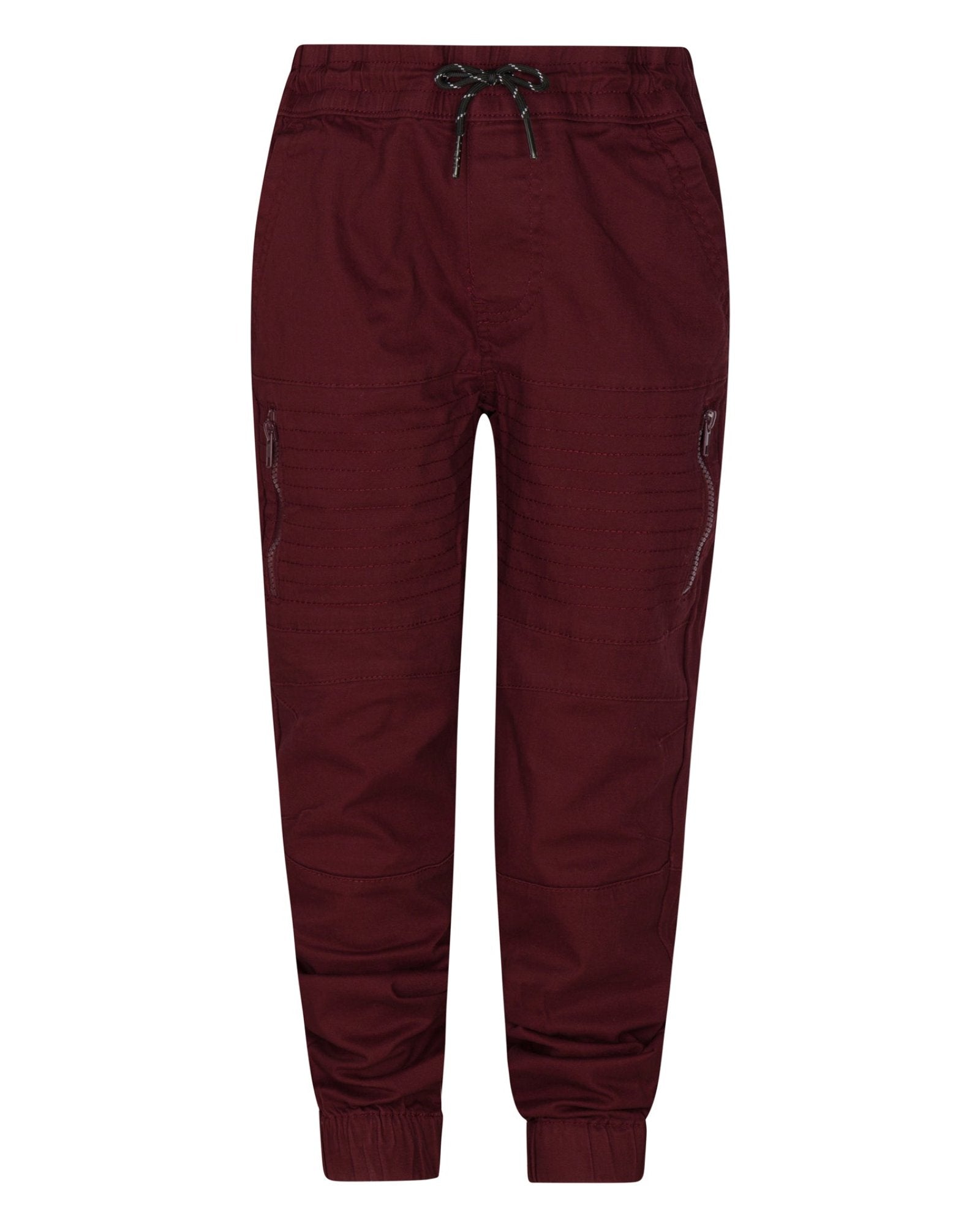 Boys's moto zipper jogger in burgundy 