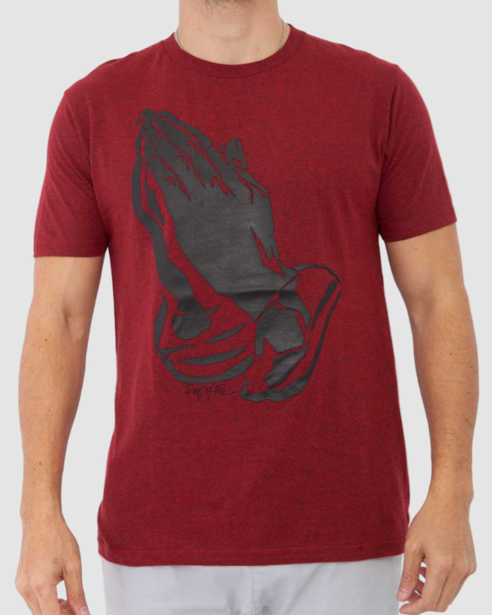 Mens crew neck pray HD graphic tee in Lava