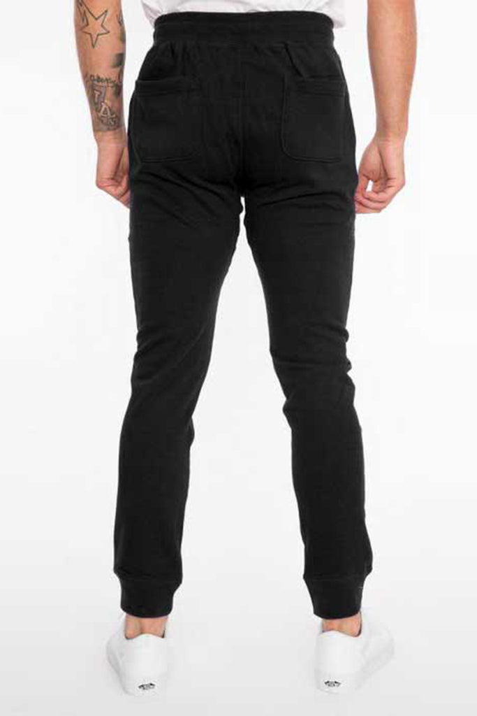  Mens French Terry stretch joggers in Black back pockets 