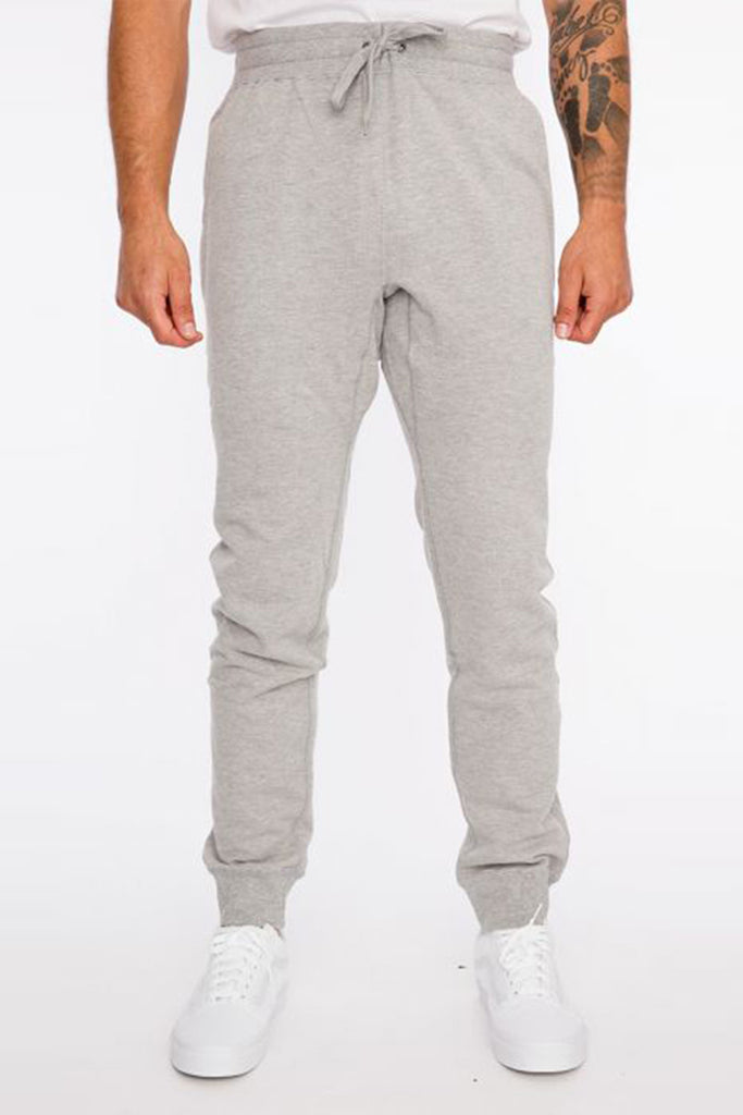  Mens French Terry stretch joggers in Heather Gray