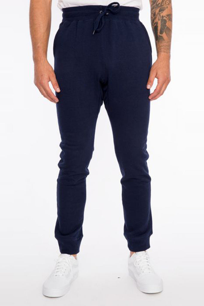  Mens French Terry stretch joggers in Navy