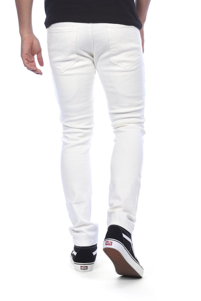 Mens joy five pocket styling slim fit denim jeans in White back pockets 