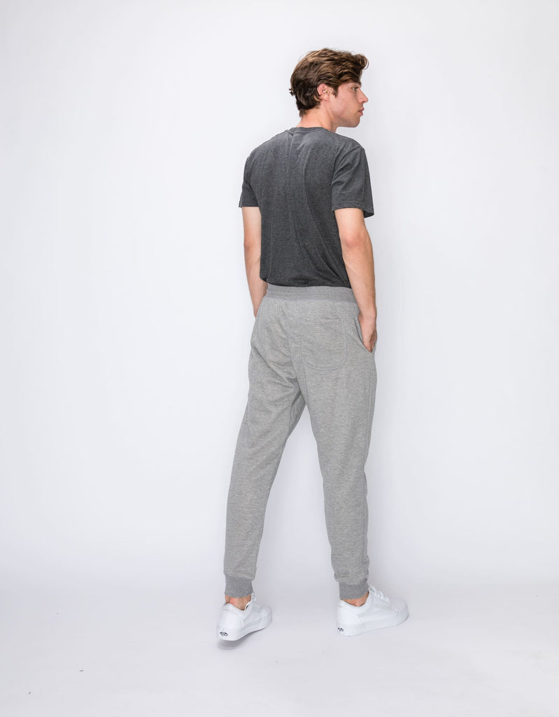  Mens French Terry stretch joggers in Gray back pockets 