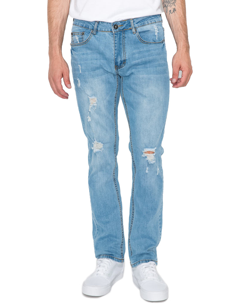 Mens cayenne rip n repair slim stretch jeans in Smoke Blue