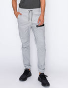 Mens drawstring leftout moto joggers in Light Gray