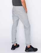 Mens drawstring leftout moto joggers in Light Gray back pockets 