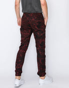 Mens drawstring leftout moto joggers in OxBlood Camo back pockets 