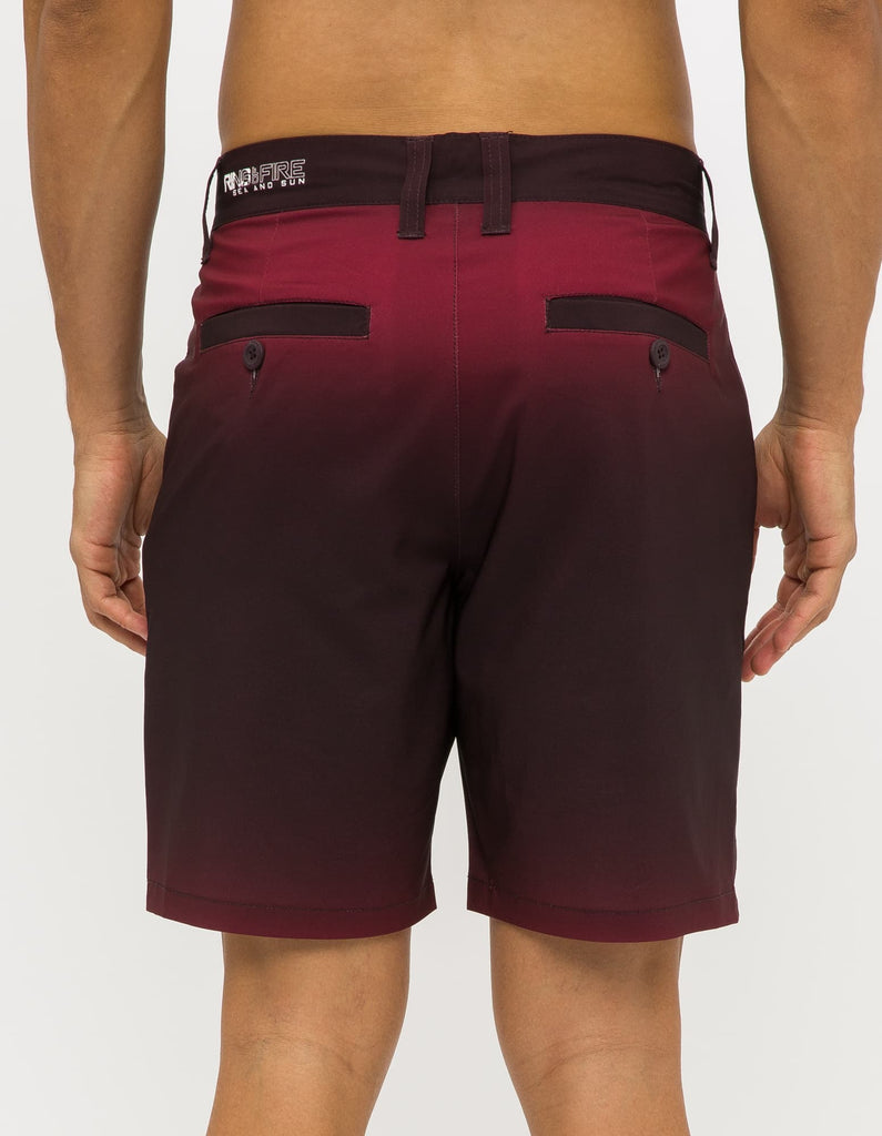 Mens 4 way stretch dusty gradation hybrid shorts in Gemstone back pockets 